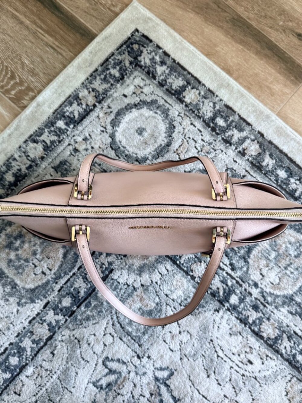 Michael Kors Jet Set Saffiano Leather Zip Top Tote Bag | Blush Pink / Rose Gold - Picture 10 of 14